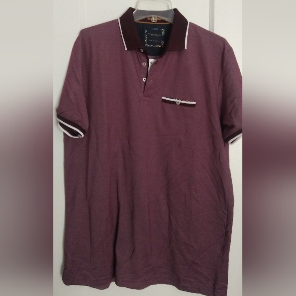 NWT DENIM & FLOWERS BURGUNDY POLO SZ XL